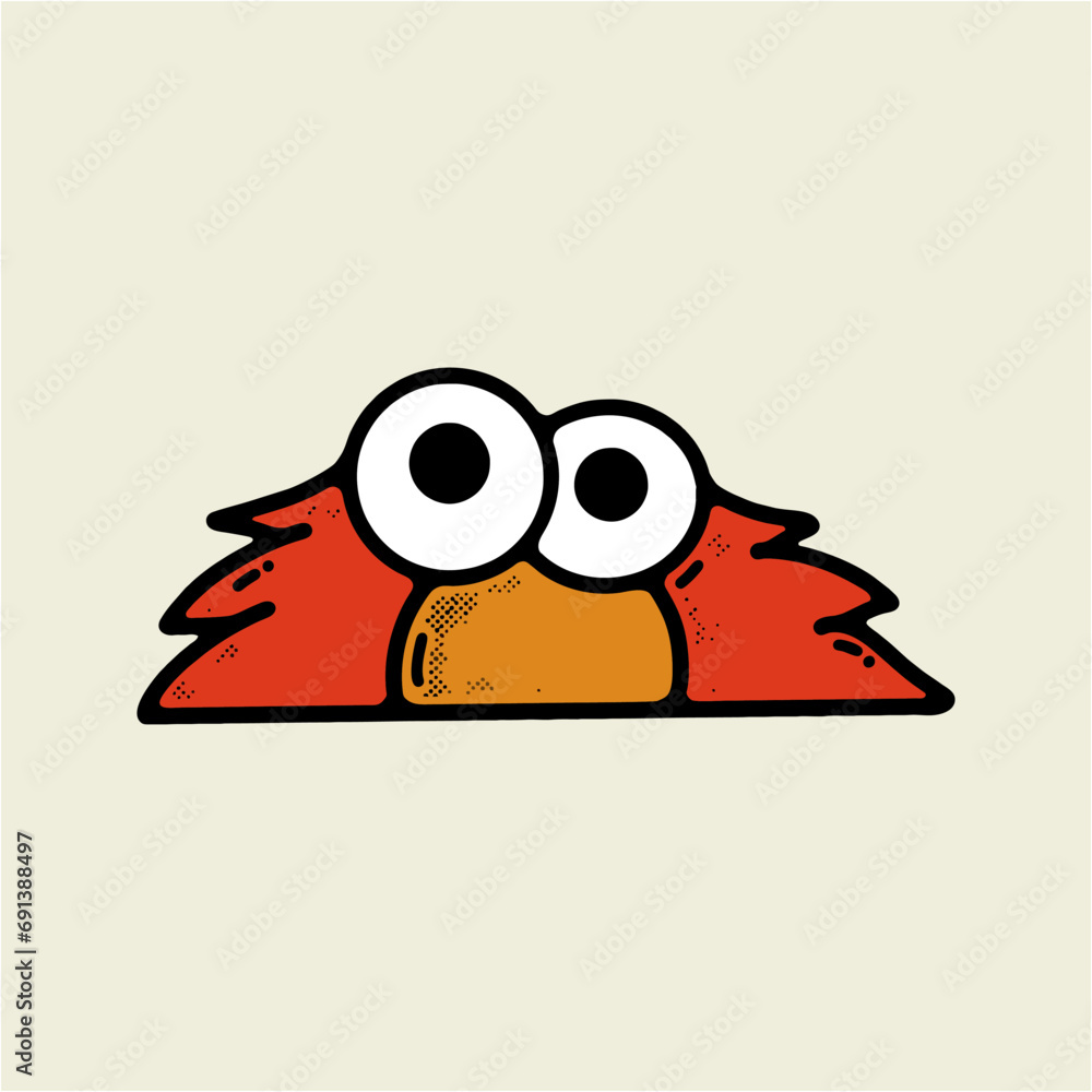 A cute cartoon bird with large expressive eyes and a vibrant red coat. Perfect for children's book illustrations, greeting cards, and nature-related design projects.