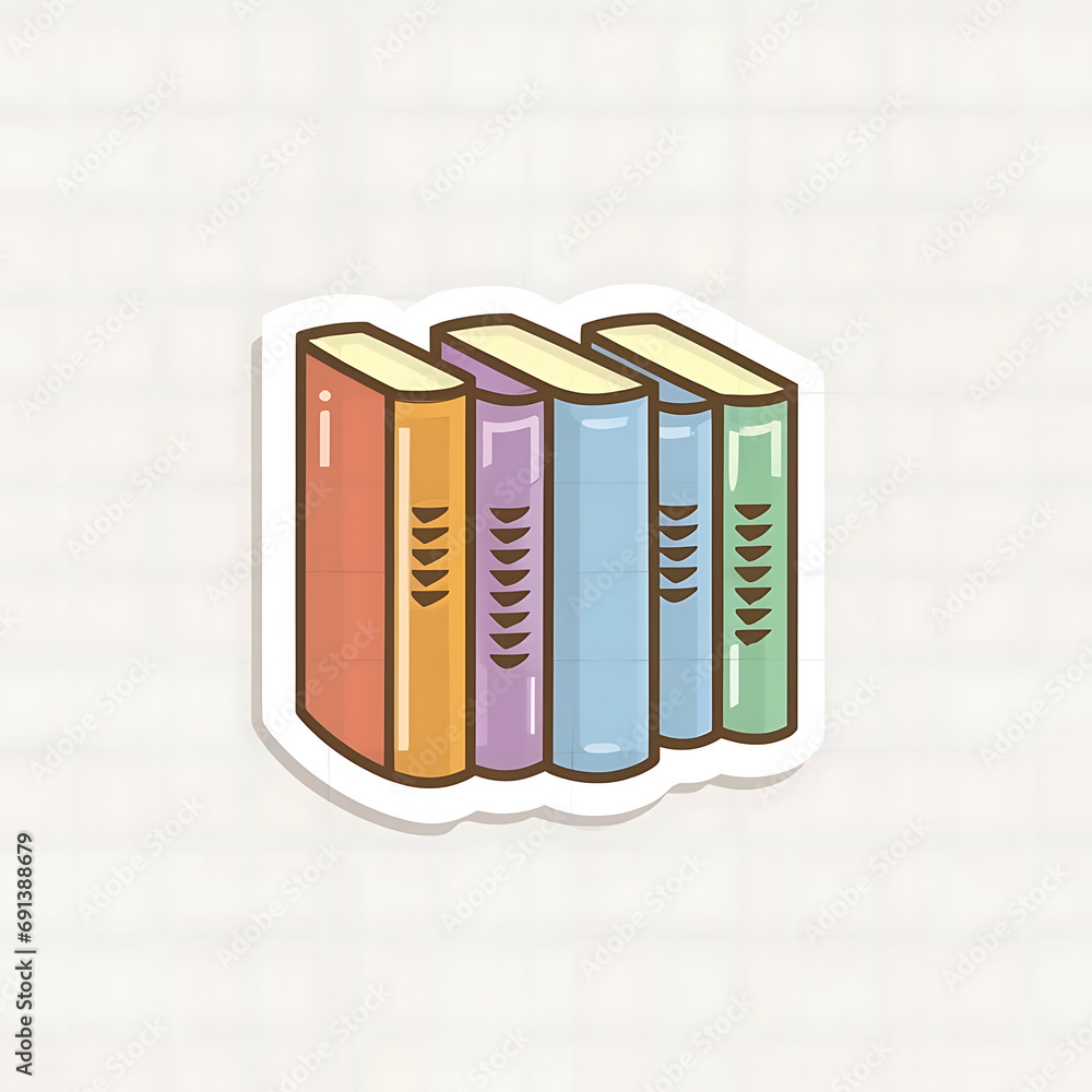 Naklejka premium pastel colors ,Archive, logo , illustration , vector , cartoon , white outline , thin outline , sticker Generative AI