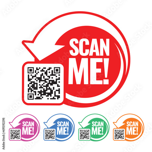 Scan me icon. Symbol or emblem. Multicolored symbol for using qr code vector illustration