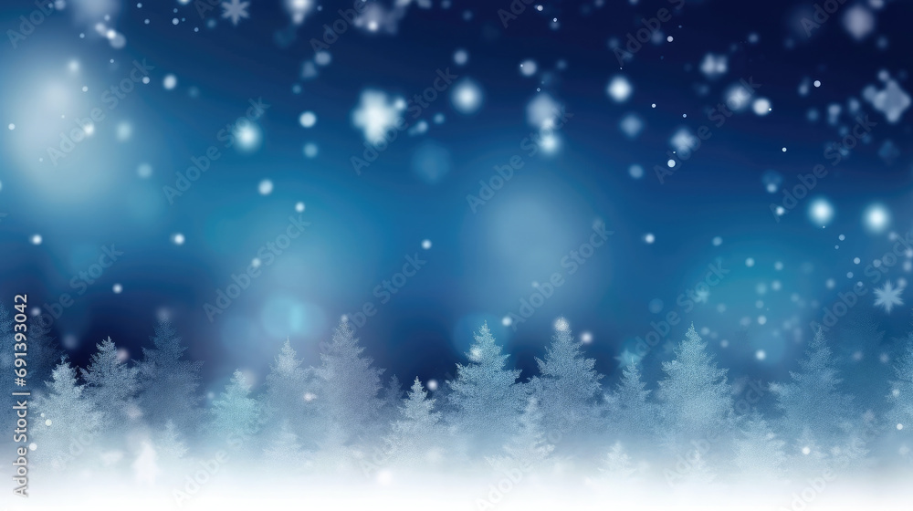 blue snow background with christmas trees blue snow background with christmas trees