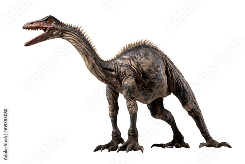 Prehistoric Clawed Therizinosaurus Dinosaur Sculpture isolated on transparent background