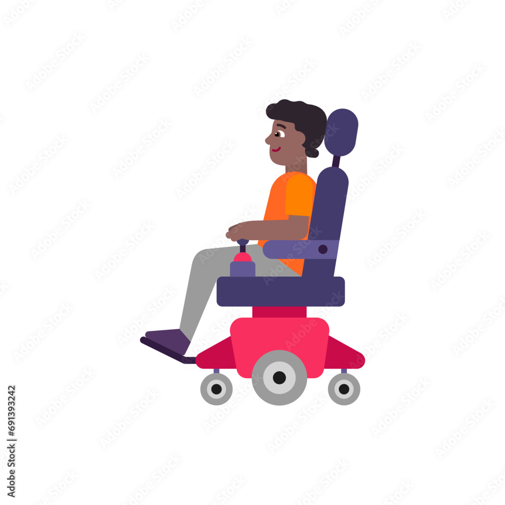 Person in Motorized Wheelchair: Medium-Dark Skin Tone Person in Motorized Wheelchair: Medium-Dark Skin Tone