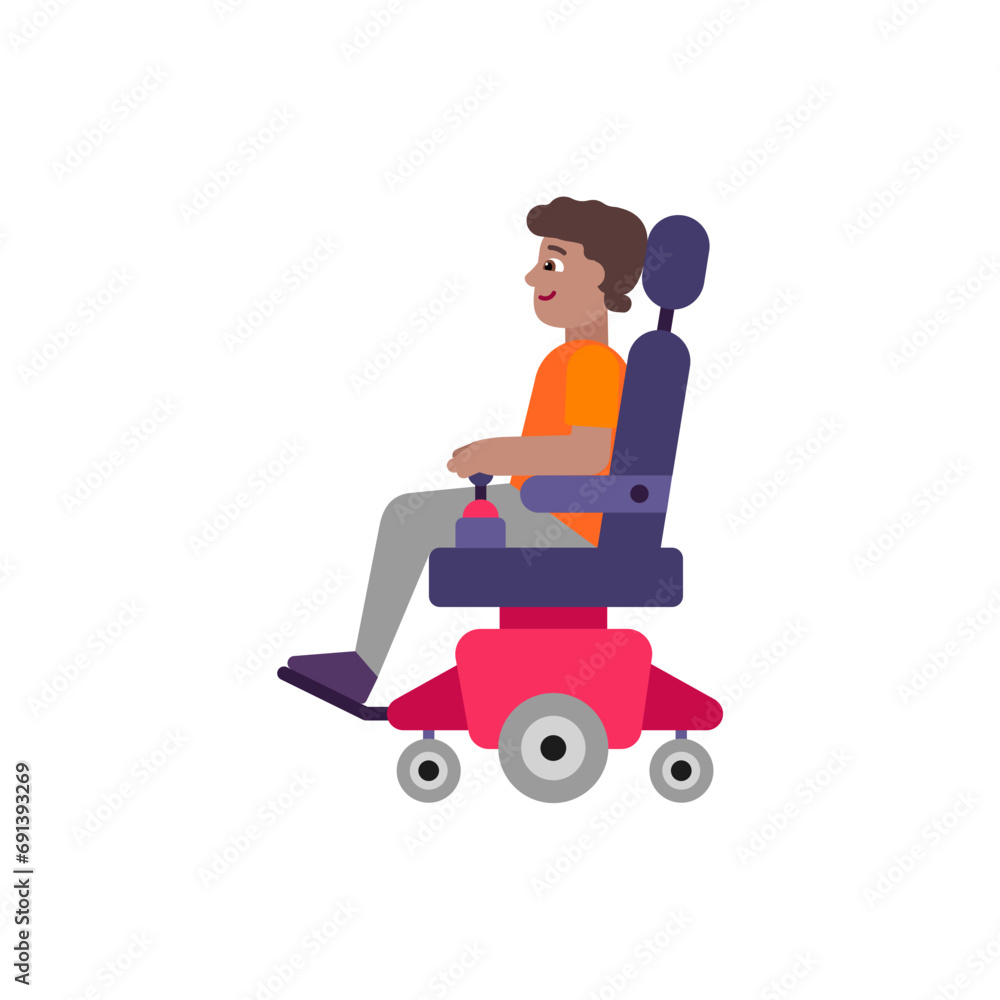 Person in Motorized Wheelchair: Medium Skin Tone Person in Motorized Wheelchair: Medium Skin Tone