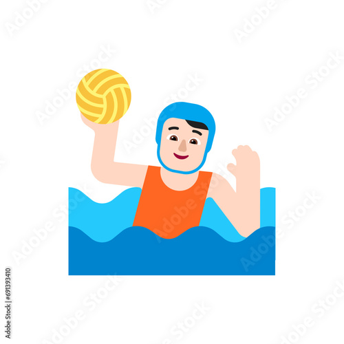 Person Playing Water Polo: Light Skin Tone