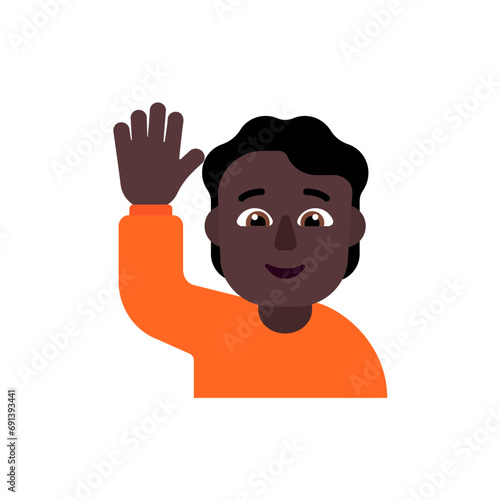 Person Raising Hand: Dark Skin Tone