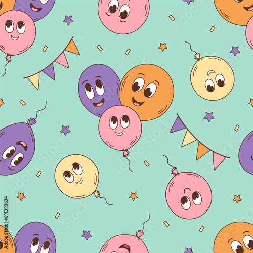 seamless pattern with groovy balloons