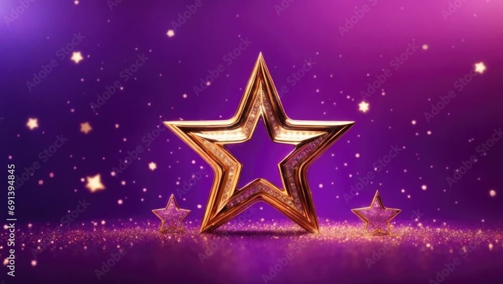 Fototapeta premium gold star on pink background