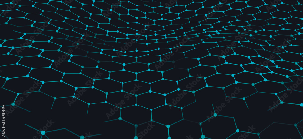 Futuristic hexagon background. Futuristic hexagonal vector illustration. Abstract technology background. Technology concept. Big data. 3d rendering. - obrazy, fototapety, plakaty 