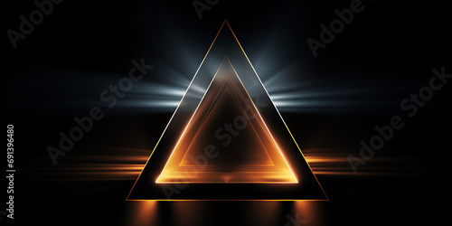 triangle shape Neon yellow triangle with special lighting effects 3d visualization on black background
