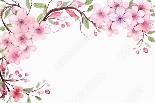 Fototapeta Naklejka Na Ścianę i Meble -  Elegant blossom flower frame with watercolor style for background and invitation wedding card