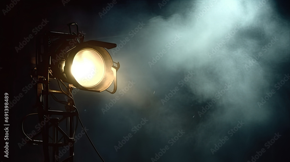light flash coming from a flashlight on the dark, the spotlight on a stage with smoke coming out in teather, concer, during a music festival. Light comes from a stage with a band show light flash coming from a flashlight on the dark, the spotlight on a stage with smoke coming out in teather, concer, during a music festival. Light comes from a stage with a band show