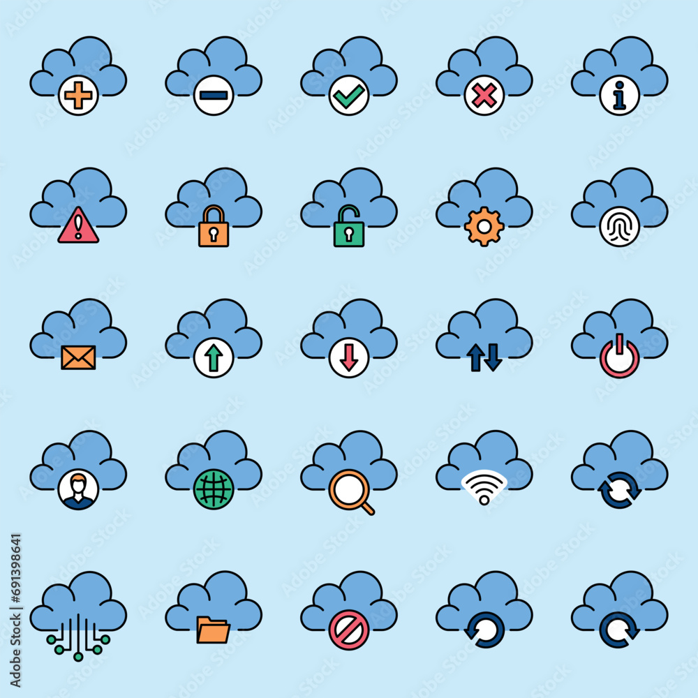 Obraz premium Cloud storage icon vector illustration. Data synchronization on isolated background. Server sign concept.