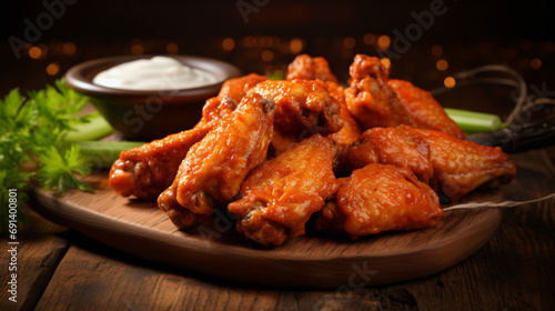 Buffalo wings with melted hot sauce