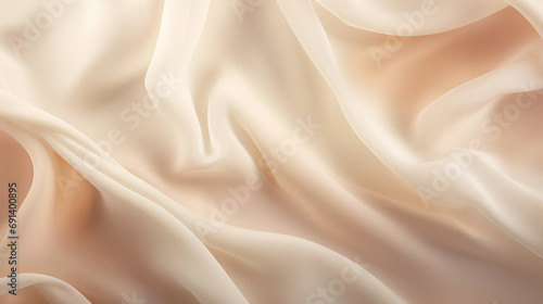 Light beige silk background. Vanilla background, silk drapery. photo