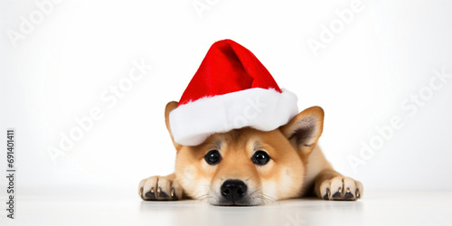 dog with santa hat  © overrust