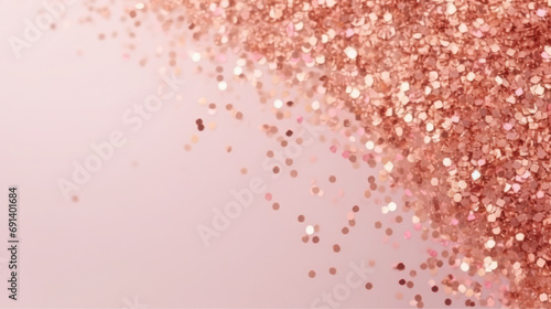 pink rose glitter on pink background. Rose gold glitter onpink white background
