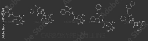 Carboxypenicillins molecular skeletal chemical formula