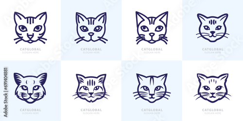 Minimalistische moderne Katzen-Brandlogo-Vektorgrafik-Bündel für beliebige Unternehmen