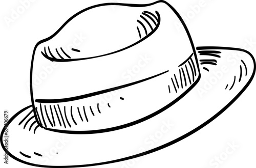 fedora hat handdrawn illustration