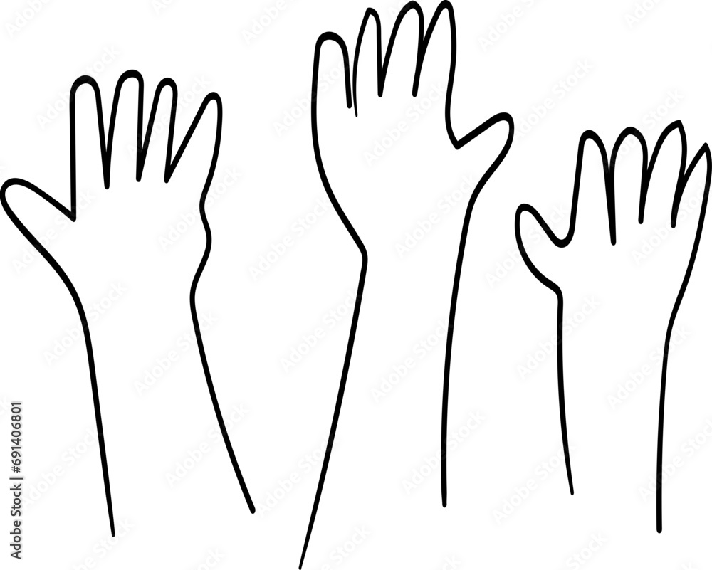 hands up handdrawn illustration hands up handdrawn illustration