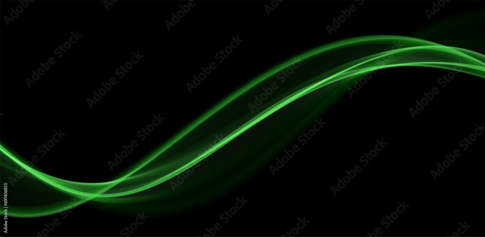 Green abstract wave. Magic line design. Flow curve motion element. Neon gradient wavy illiustration. Green abstract wave. Magic line design. Flow curve motion element. Neon gradient wavy illiustration.