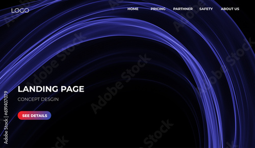 Blue abstract wave. Magic line design. Flow curve motion element. Neon gradient wavy illiustration.