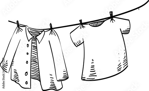 clothesline handdrawn illustration