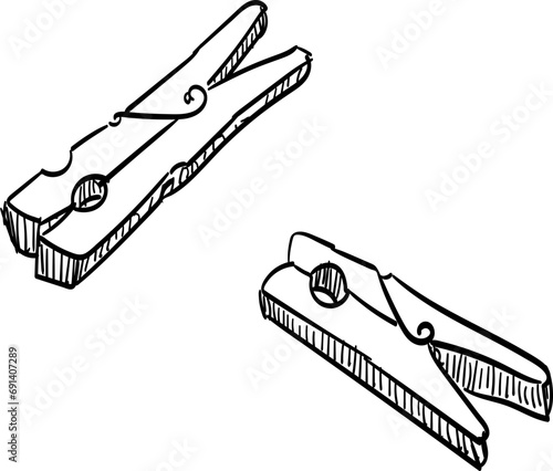 clothespin handdrawn illustration