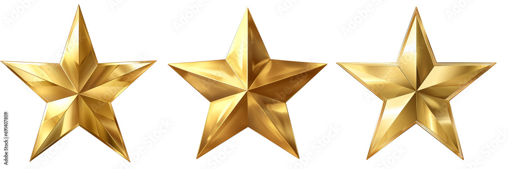 Set of golden stars on a transparent background. Set of golden stars on a transparent background.