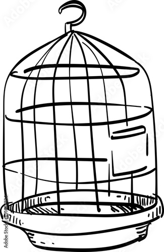 bird cage handdrawn illustration