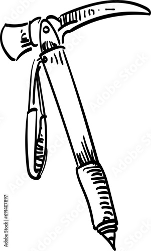 versatile hiking tools handdrawn illustration