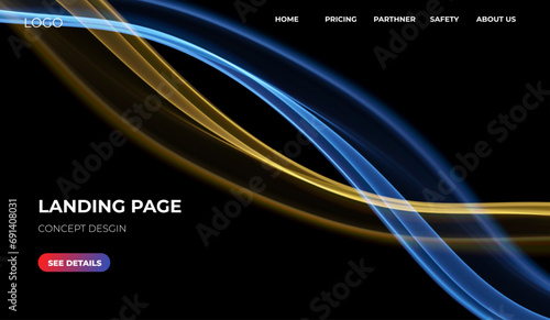 Blue and red abstract wave. Magic line design. Flow curve motion element. Neon gradient wavy illiustration.