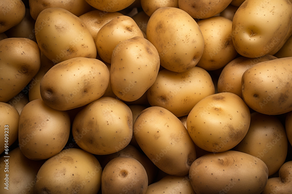 Spud Spectacle: Captivating Close-Up View of Potatoes Spud Spectacle: Captivating Close-Up View of Potatoes