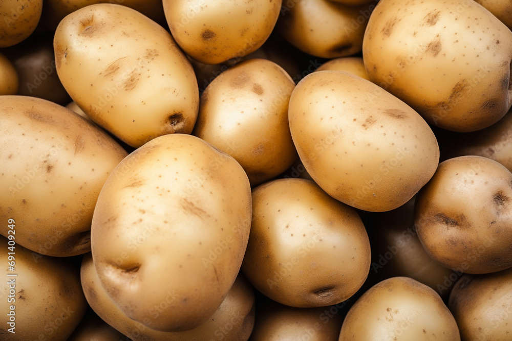 Nature's Bounty: Detailed Close-Up of Fresh Potatoes Nature's Bounty: Detailed Close-Up of Fresh Potatoes
