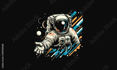Fototapeta Naklejka Na Ścianę i Meble -  astronaut with background splash vector artwork design