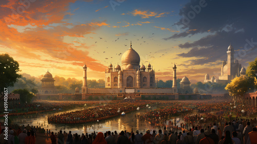 patriotic spirit of India Republic Day with a hyper-realistic rendering highlighting the solemnity. Generative AI