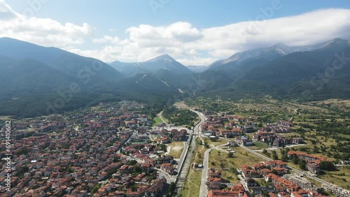 Aerial view of famous ski resort of Bansko, Blagoevgrad Region, Bulgaria photo
