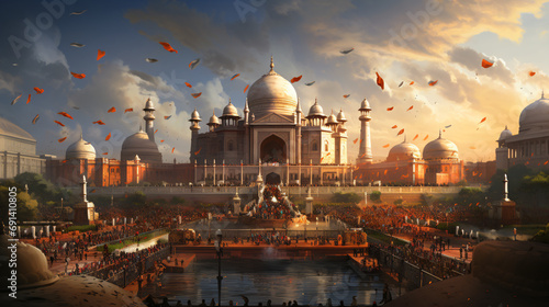 patriotic spirit of India Republic Day with a hyper-realistic rendering highlighting the solemnity. Generative AI