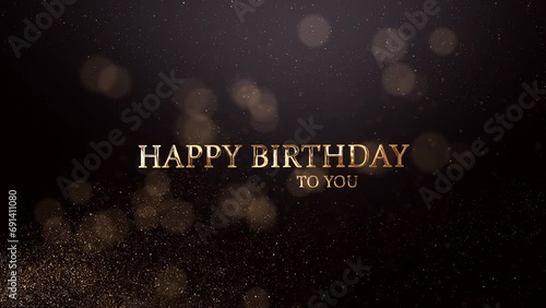 Happy birthday banner, golden particles, birthday, holiday greeting photo