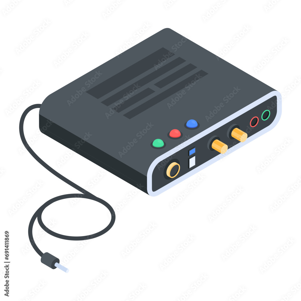 Fototapeta premium Editable isometric icon of an av receiver 