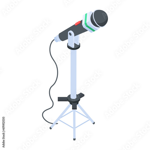 Get this isometric icon depicting microphone stand 