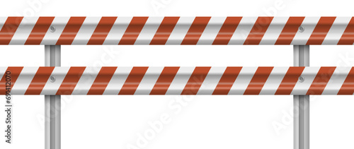 Guard rail road fence steel barrier. Metallic road barrier fence. Vector illustration.