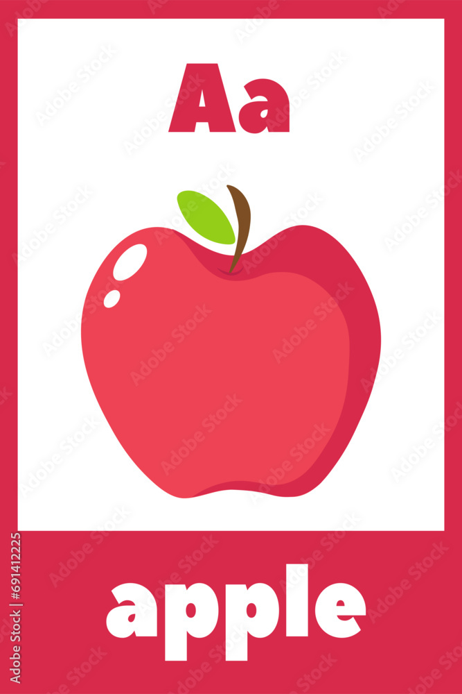 Children's ABC cards. Letter, word and picture. Educational cards with the alphabet for children