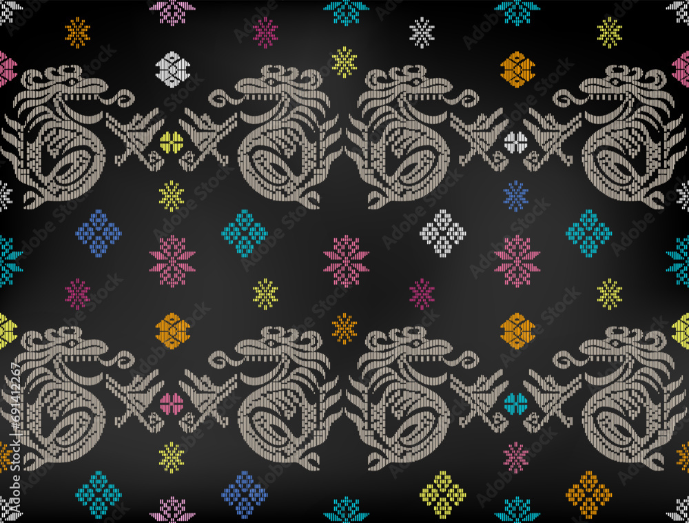 Batik Robe Dragon dragon traditional balinese woven indonesian batik Stock Vector | Adobe ...