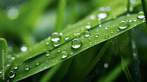 water drops on a leaf, Exploring the Intricacies of the Microcosm, Zooming in on Dewdrops and the Exquisite Crystal Patterns Evolving on a Leaf