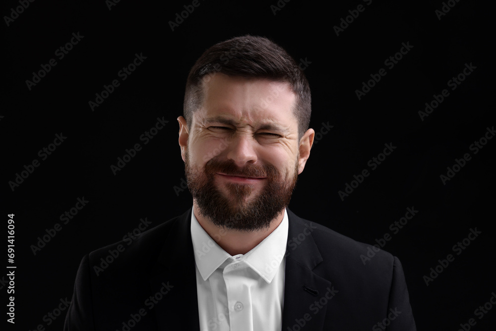 Personality concept. Emotional man on black background Personality concept. Emotional man on black background