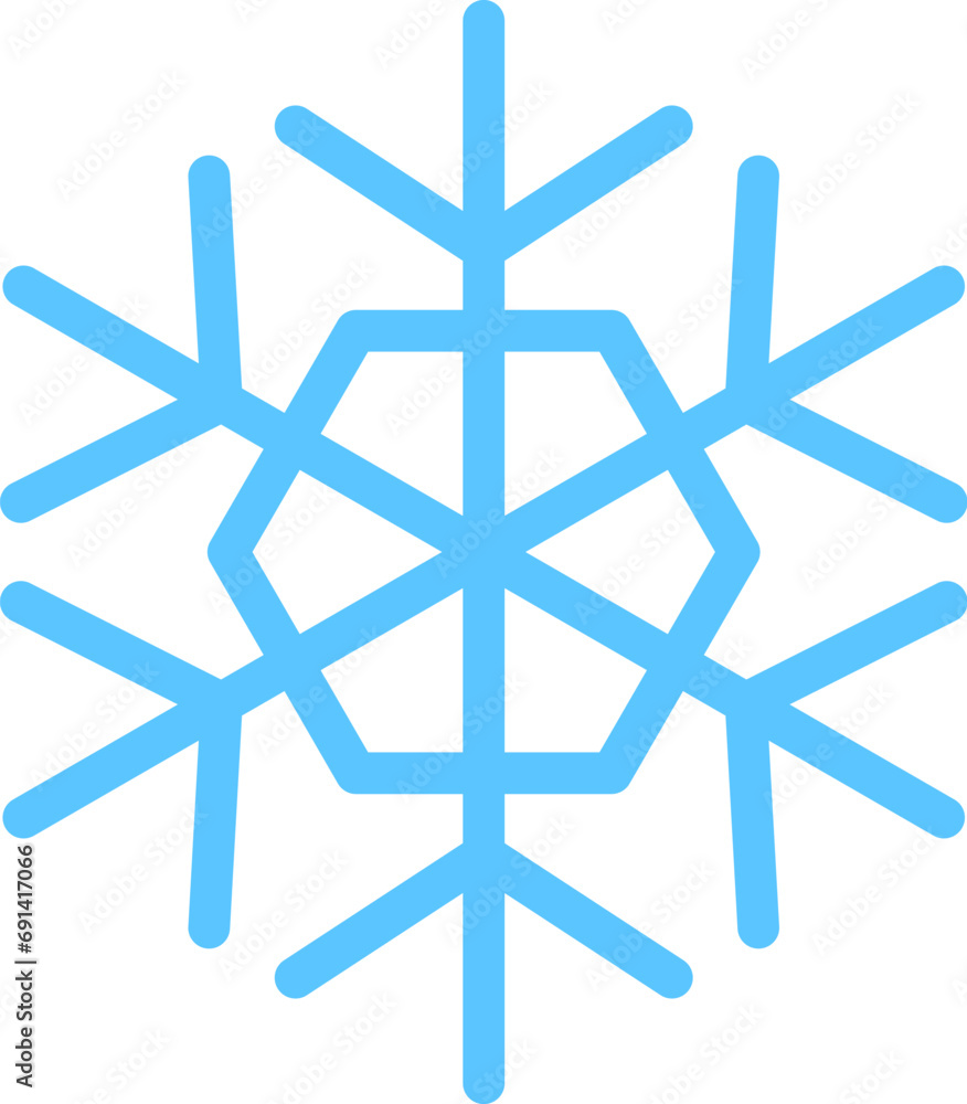 Thick line freeze snowflake, element of winter festival decoration. Winter snow, Christmas miracle blue symbol. Simple shape freehand vector icon isolated on white background Thick line freeze snowflake, element of winter festival decoration. Winter snow, Christmas miracle blue symbol. Simple shape freehand vector icon isolated on white background
