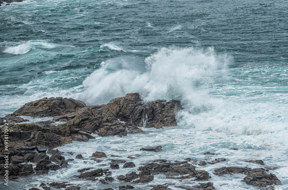 The force of the sea on the coast of Galicia