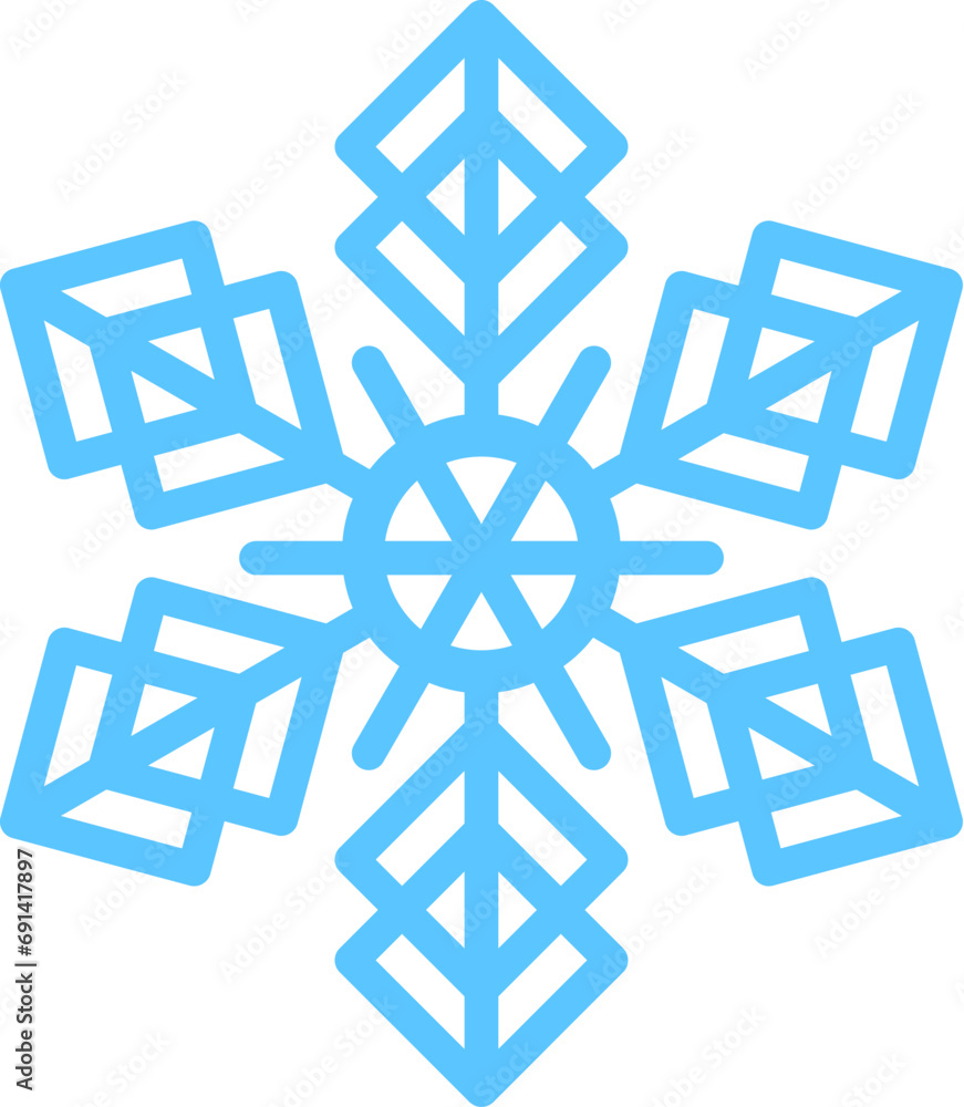 Thick line freeze snowflake, element of winter festival decoration. Winter snow, Christmas miracle blue symbol. Simple shape freehand vector icon isolated on white background Thick line freeze snowflake, element of winter festival decoration. Winter snow, Christmas miracle blue symbol. Simple shape freehand vector icon isolated on white background