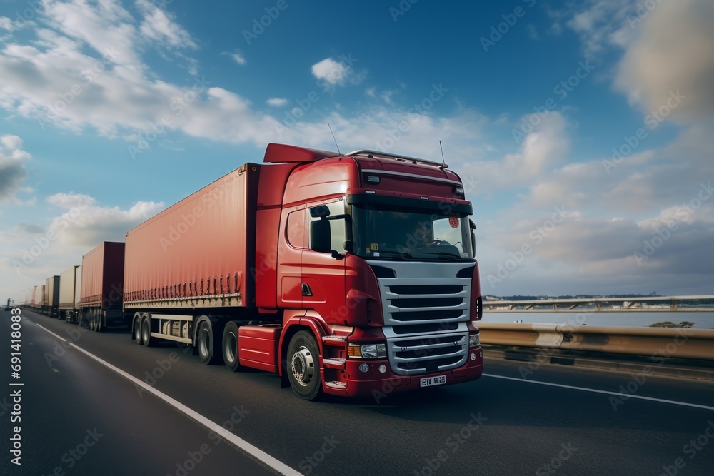 A container-laden truck en route to its destination A container-laden truck en route to its destination